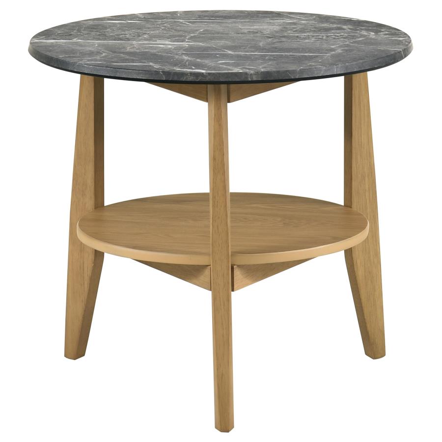 Bradley 3-Piece Round SmartTop Coffee Table Set Grey and Natural - 706448-S3