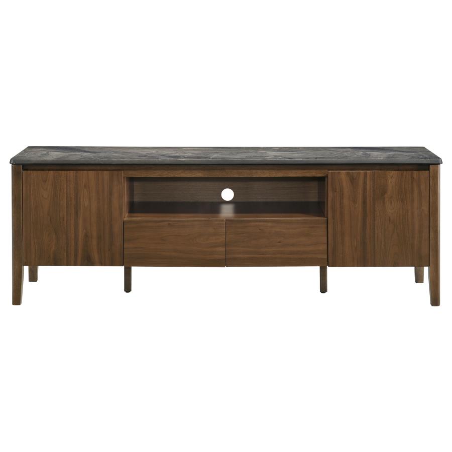 Bradley 63-inch 2-Door SmartTop TV Stand Smokey Grey and Brown - 706452