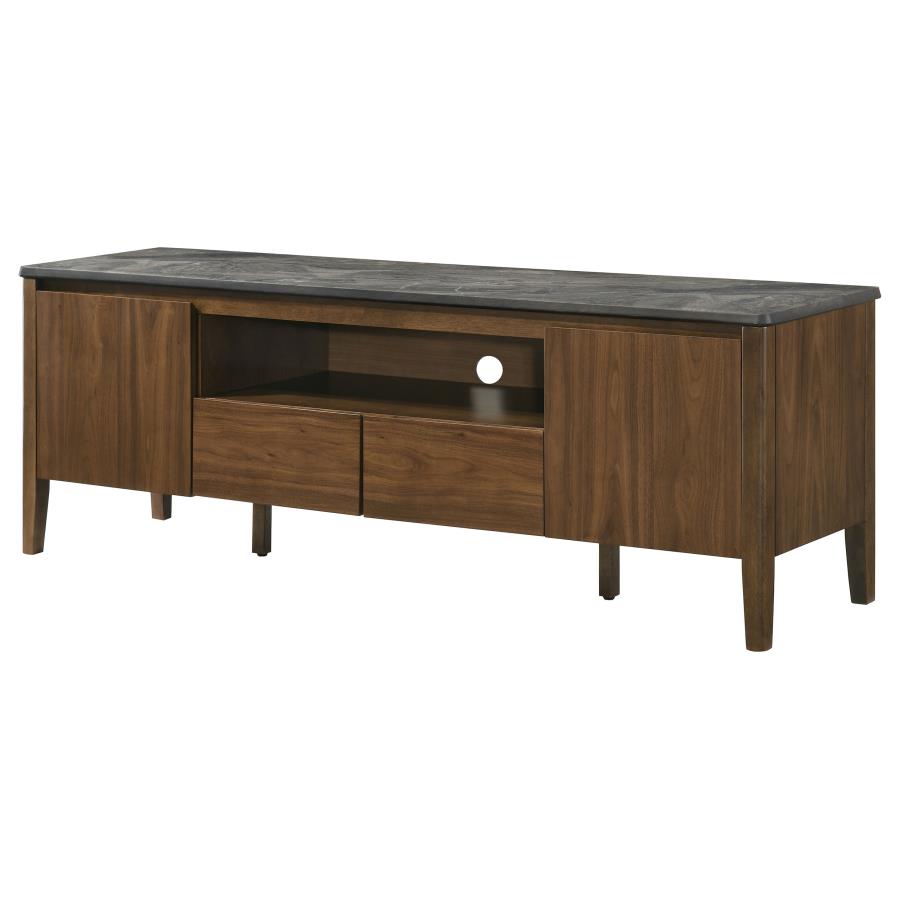 Bradley 63-inch 2-Door SmartTop TV Stand Smokey Grey and Brown - 706452