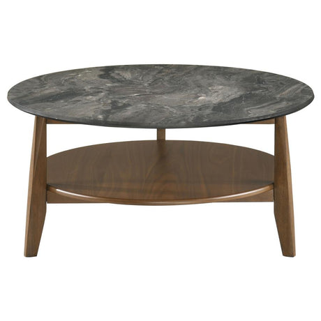 Bradley Round SmartTop Cocktail Coffee Table Smokey Grey and Brown - 706458