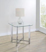 Cronin Square Tempered Glass Top Side End Table Chrome - 706567