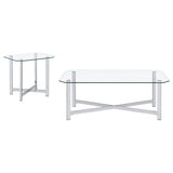 Cronin 2-piece Tempered Glass Top Coffee Table Set Chrome - 706568-S2