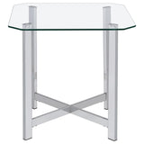 Cronin 2-piece Tempered Glass Top Coffee Table Set Chrome - 706568-S2