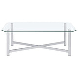 Cronin 2-piece Tempered Glass Top Coffee Table Set Chrome - 706568-S2