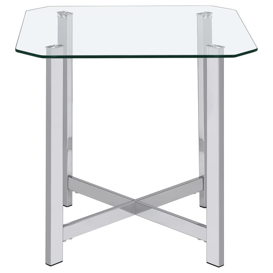 Cronin 3-piece Tempered Glass Top Coffee Table Set Chrome - 706568-S3