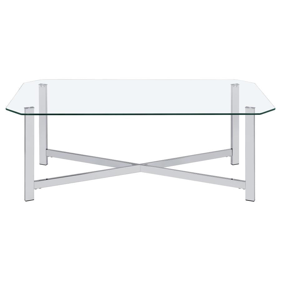 Cronin 3-piece Tempered Glass Top Coffee Table Set Chrome - 706568-S3