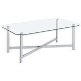 Cronin Rectangular Tempered Glass Top Cocktail Coffee Table Chrome - 706568