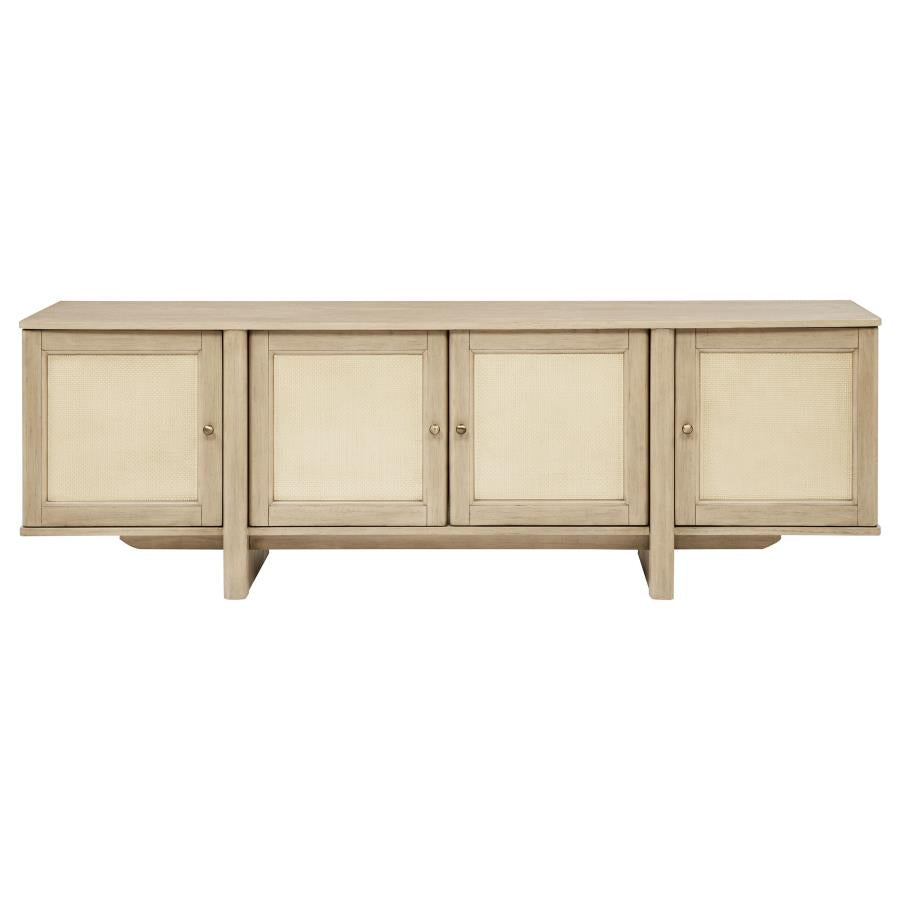 Kailani 79-inch 4-door Cane TV Stand Media Console Beige Oak - 706583