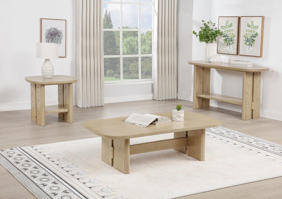 Kailani Coastal Rectangular Cocktail Coffee Table Beige Oak - 706588
