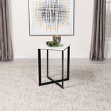 Tobin Square Marble Top End Table White and Black - 707697