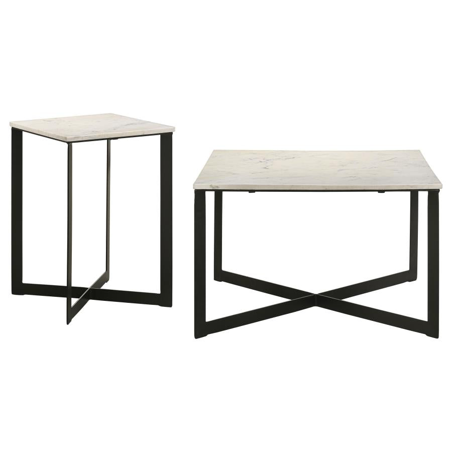 Tobin 2-piece Marble Top Coffee and End Table Set White - 707698-S2