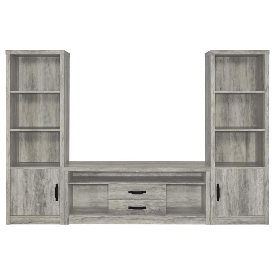 Burke 3-shelf Engineered Wood Media Tower Grey Driftwood - 707726