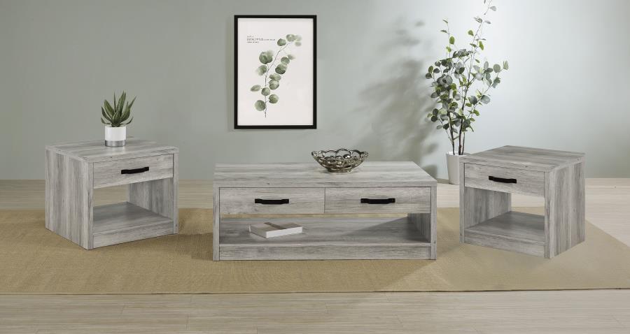 Felix 3-piece Coffee and End Table Set Grey Driftwood - 707728-S3