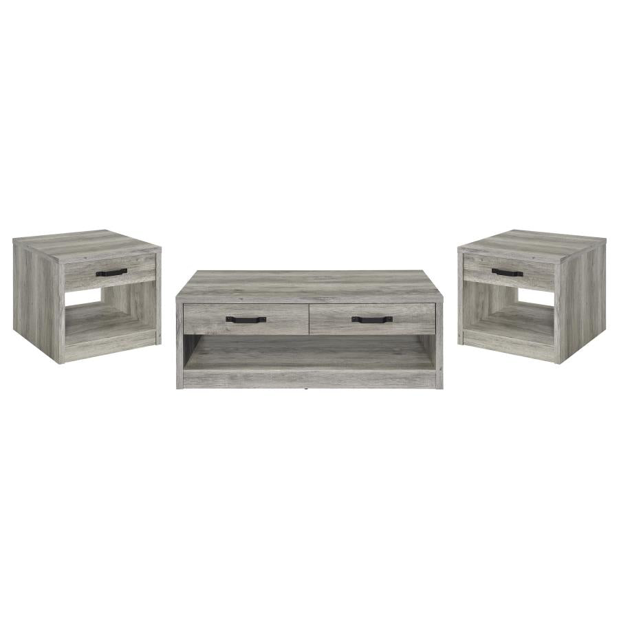Felix 3-piece Coffee and End Table Set Grey Driftwood - 707728-S3