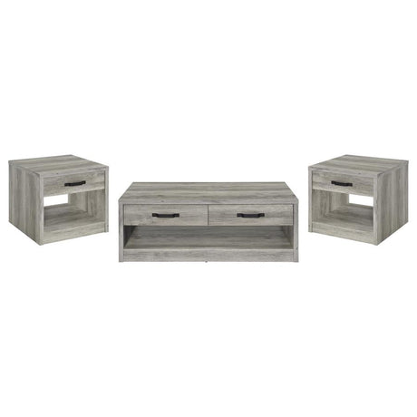 Felix 3-piece Coffee and End Table Set Grey Driftwood - 707728-S3