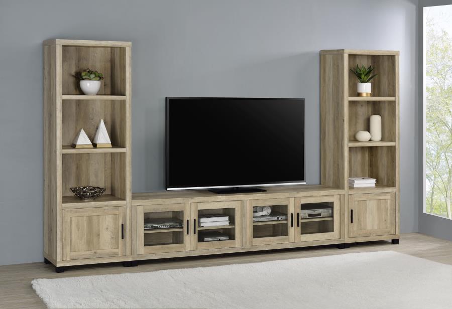 Sachin 3-shelf Engineered Wood Media Tower Distressed Pine - 707746