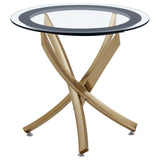 Brooke Round Glass Top Side End Table Metal Base Brass - 707887