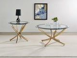 Brooke 2-piece Round Coffee and End Table Set Rose Brass - 707888-S2