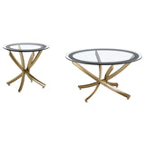 Brooke 2-piece Round Coffee and End Table Set Rose Brass - 707888-S2
