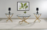 Brooke 3-piece Round Coffee and End Table Set Rose Brass - 707888-S3