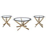 Brooke 3-piece Round Coffee and End Table Set Rose Brass - 707888-S3