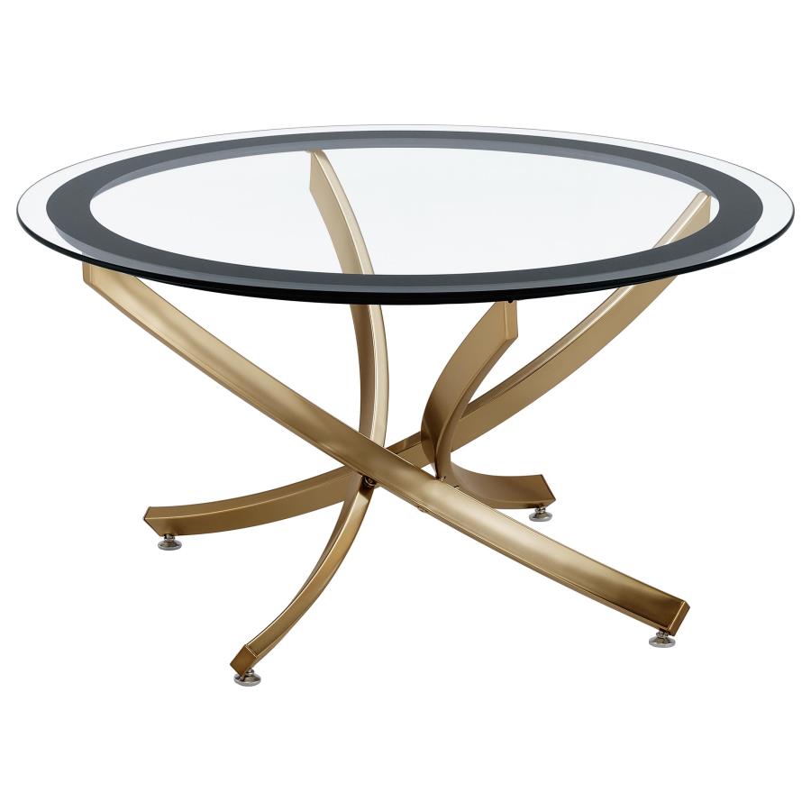 Brooke 3-piece Round Coffee and End Table Set Rose Brass - 707888-S3