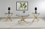 Brooke Round Glass Top Coffee Table Metal Base Brass - 707888