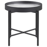 Ozella Round End Side Table with Recessed Top Sandy Black - 707897