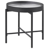 Ozella Round End Side Table with Recessed Top Sandy Black - 707897