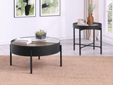 Ozella Round End Side Table with Recessed Top Sandy Black - 707897
