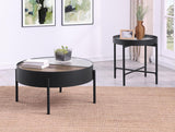 Ozella 2-piece Round Coffee and End Table Set Sandy Black - 707898-S2
