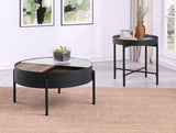 Ozella 2-piece Round Coffee and End Table Set Sandy Black - 707898-S2