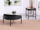 Ozella 2-piece Round Coffee and End Table Set Sandy Black - 707898-S2