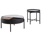 Ozella 2-piece Round Coffee and End Table Set Sandy Black - 707898-S2