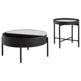 Ozella 2-piece Round Coffee and End Table Set Sandy Black - 707898-S2