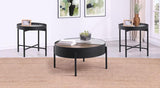 Ozella 3-piece Round Coffee and End Table Set Sandy Black - 707898-S3