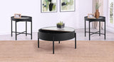 Ozella 3-piece Round Coffee and End Table Set Sandy Black - 707898-S3
