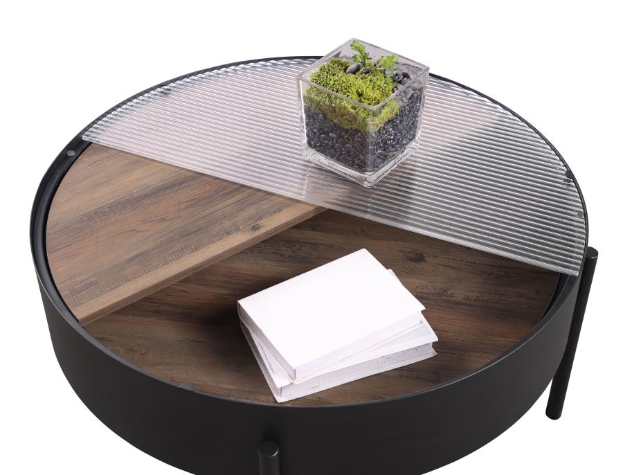 Ozella 3-piece Round Coffee and End Table Set Sandy Black - 707898-S3
