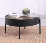 Ozella Round Coffee Table with Hidden Storage Sandy Black - 707898