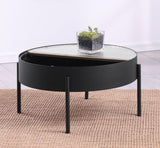 Ozella Round Coffee Table with Hidden Storage Sandy Black - 707898