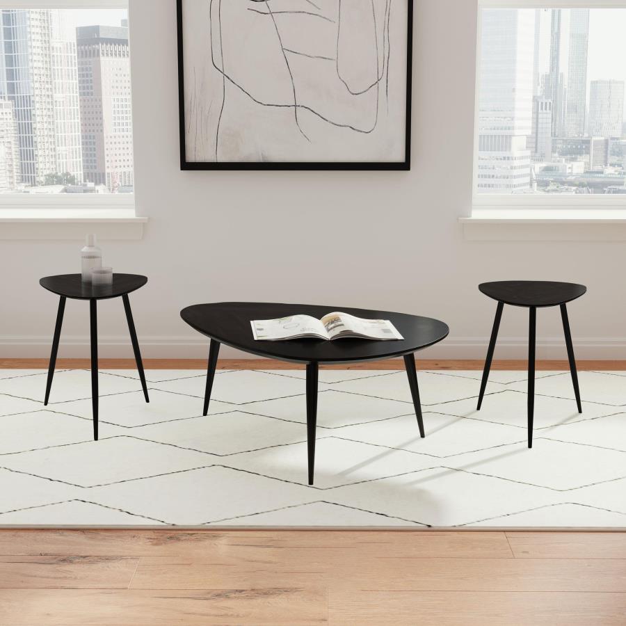Odessa 3-piece Triangular Coffee and End Table Set Black - 707918-S3