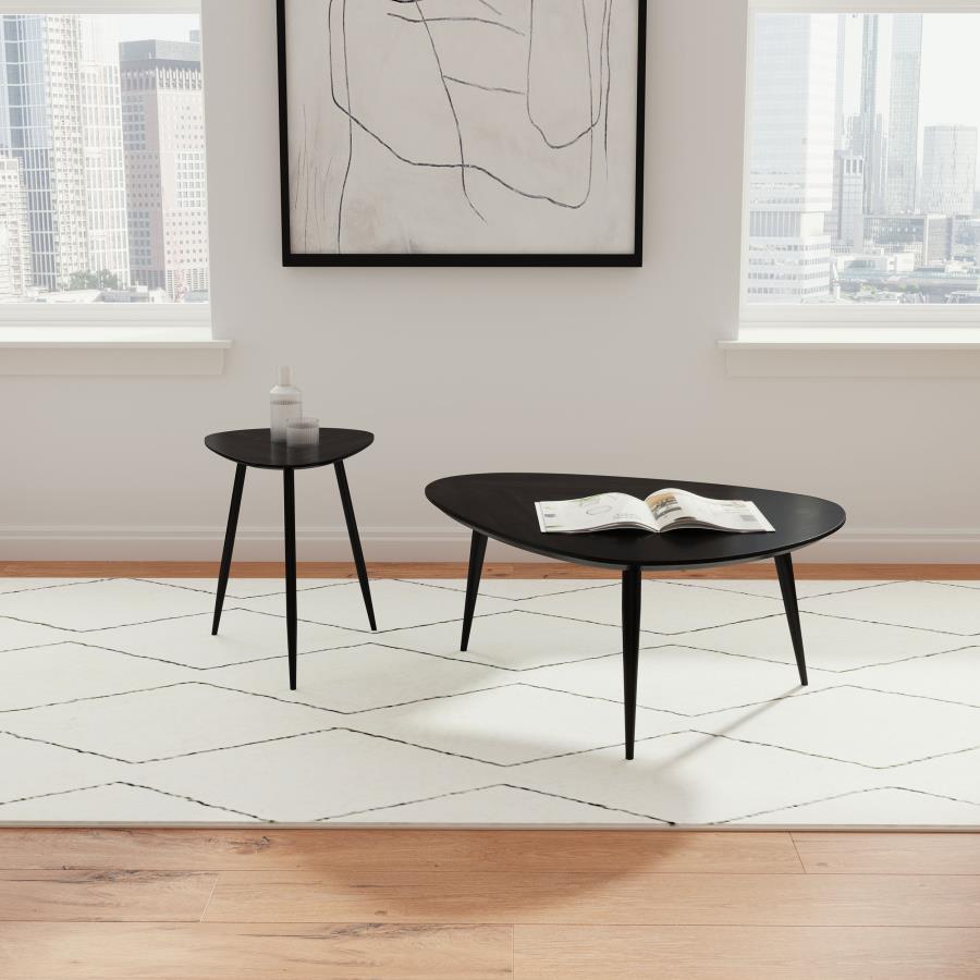 Odessa Triangular Solid Wood Coffee Table Black - 707918