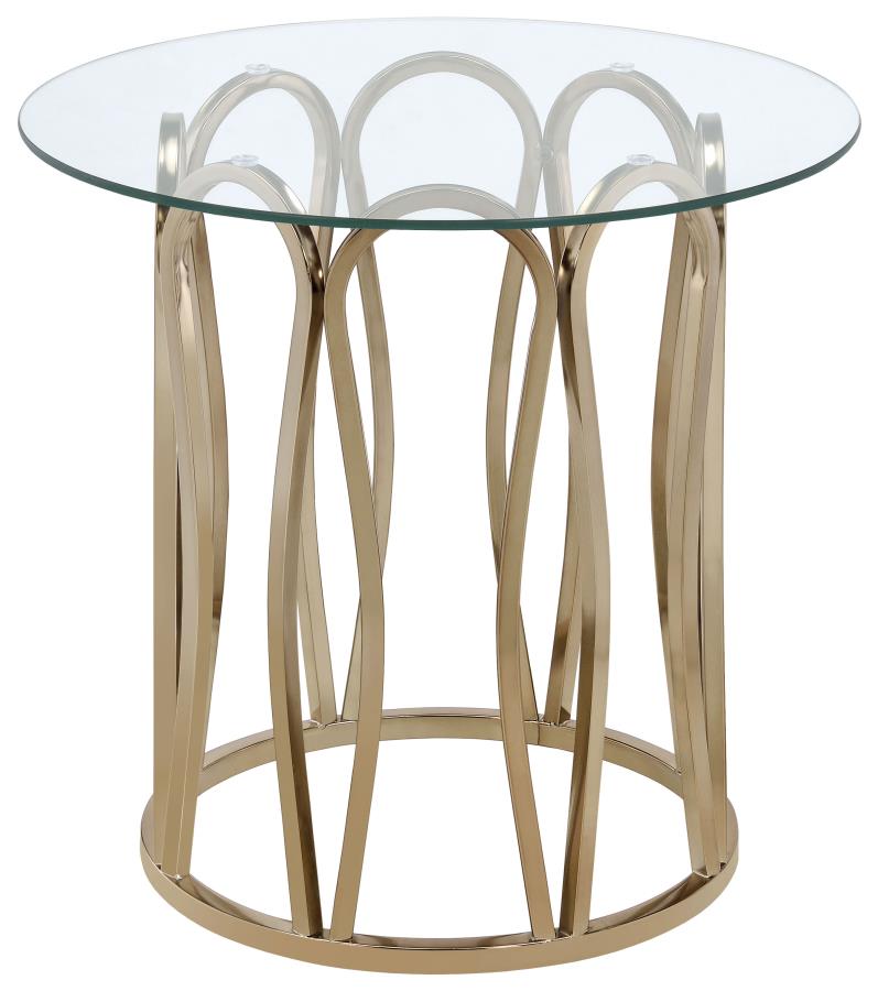 Monett Round Glass Top Side End Table Chocolate Chrome - 708057