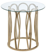 Monett Round Glass Top Side End Table Chocolate Chrome - 708057