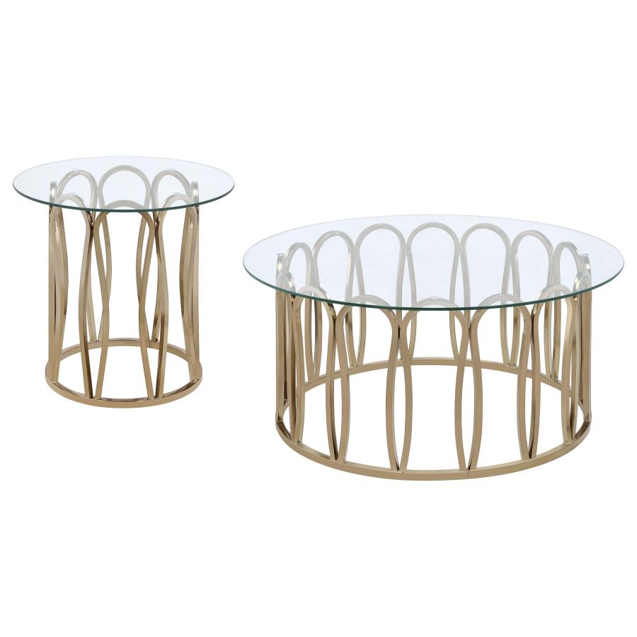 Monett 2-piece Coffee and End Table Set Chocolate Chrome - 708058-S2