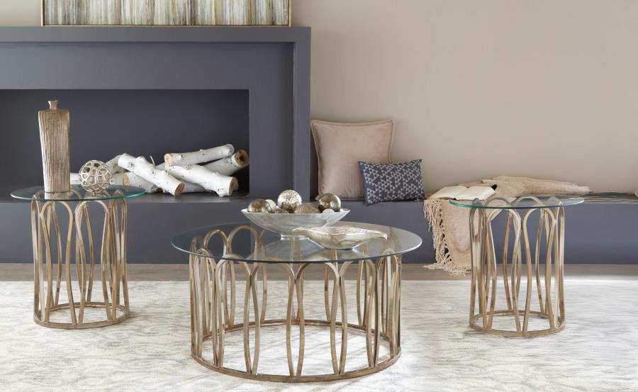 Monett 3-piece Coffee and End Table Set Chocolate Chrome - 708058-S3