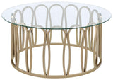 Monett Round Glass Top Coffee Table Chocolate Chrome - 708058