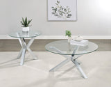 Kenzie 2-piece Round Coffee and End Table Set Chrome - 708128-S2