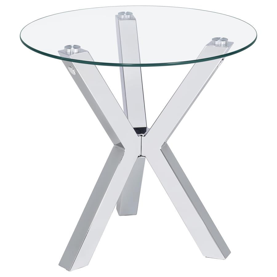 Kenzie 2-piece Round Coffee and End Table Set Chrome - 708128-S2