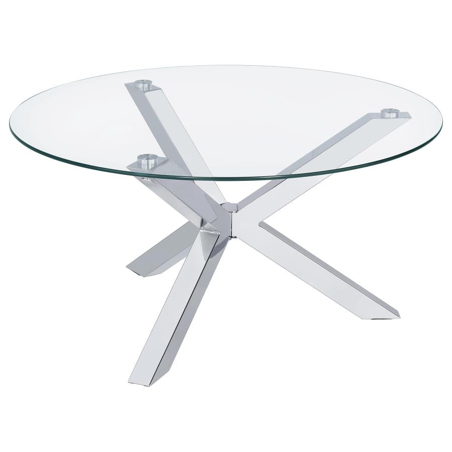 Kenzie 2-piece Round Coffee and End Table Set Chrome - 708128-S2